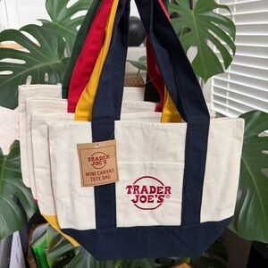 Trader Joe's Canvas Mini Tote Bags Set of 4